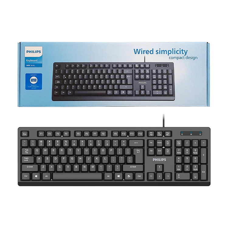 Teclado Philips Serie 2000 USB 104KEYS Negro Art.SPK6234B